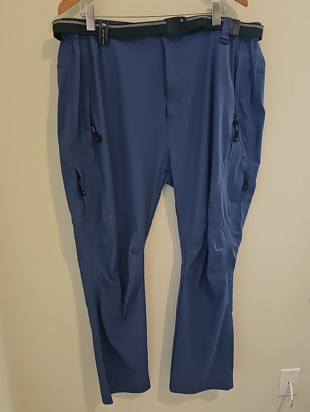 Men's Performance Cargo Pants - Blue. Size XXL. with Belt 4 Zip‎ Pockets.